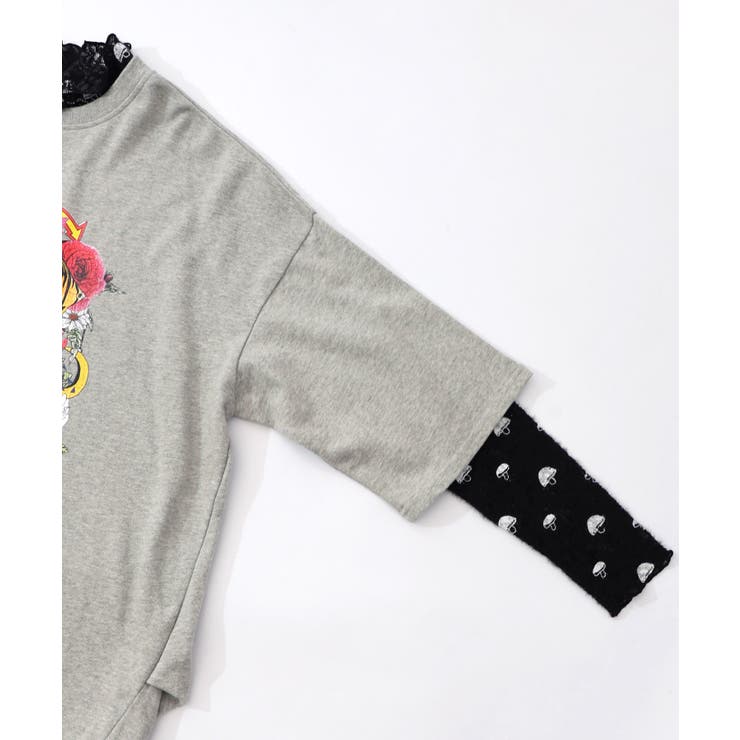 ミニ裏毛×起毛レースきのこ柄レイヤード風チュニック | ScoLar | 詳細画像13 