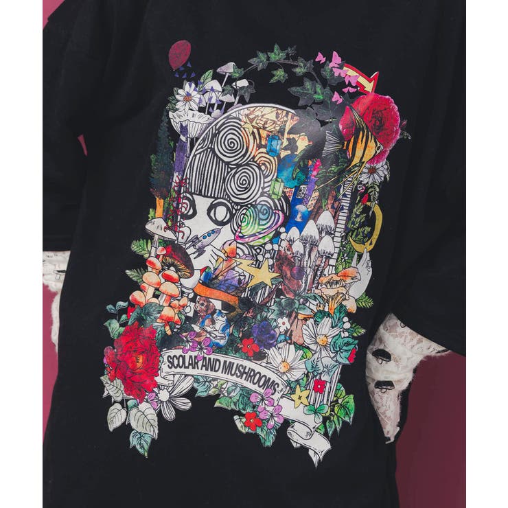 ミニ裏毛×起毛レースきのこ柄レイヤード風チュニック | ScoLar | 詳細画像7 