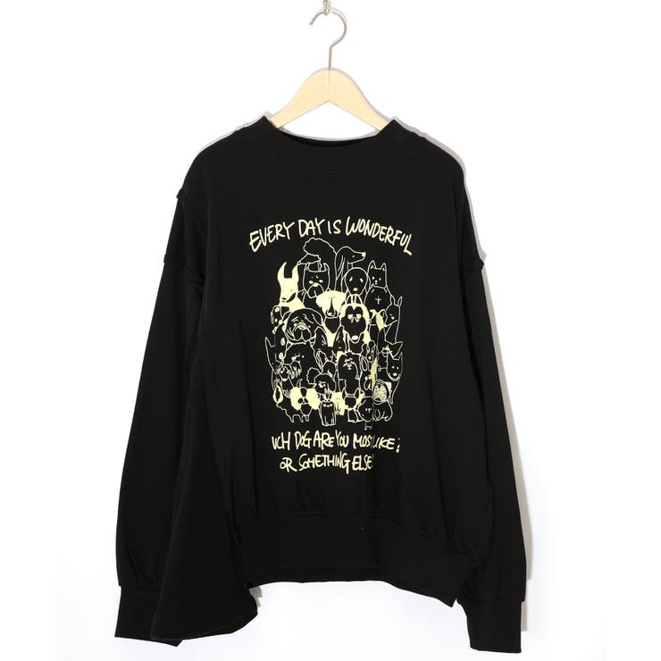 ブラック | 毎日がわんダフル柄アシメプルオーバー | ScoLar