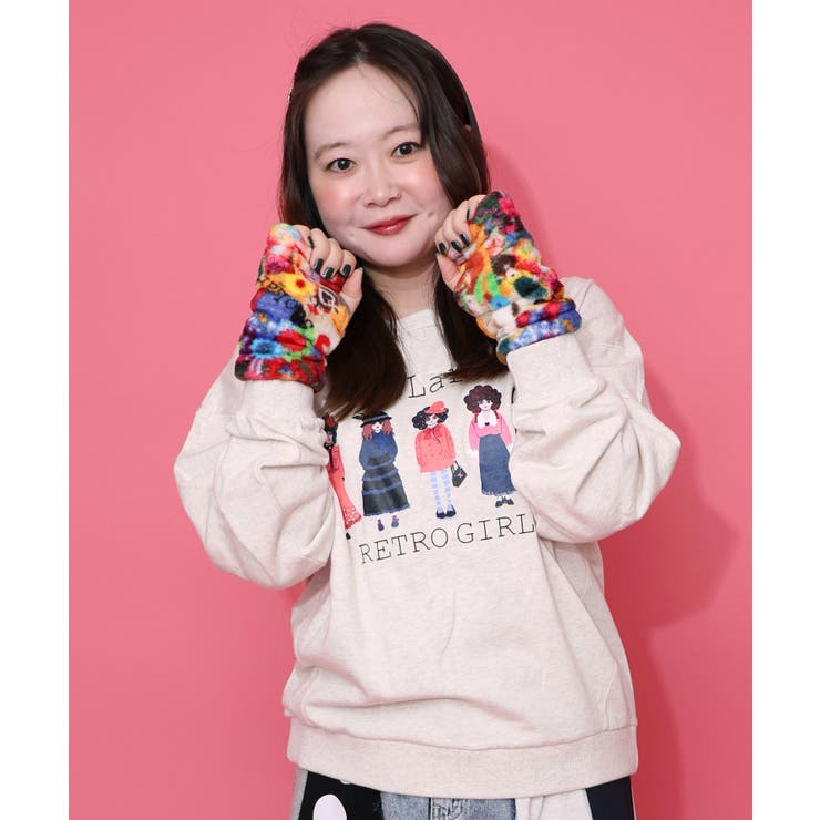 アームウォーマー付き レトロ柄裏毛プルオーバー | ScoLar | 詳細画像8 