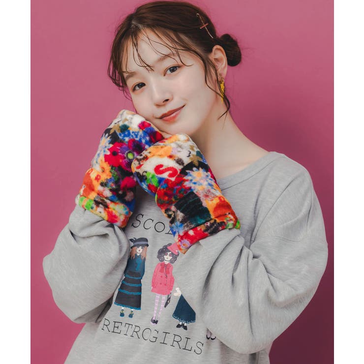 アームウォーマー付き レトロ柄裏毛プルオーバー | ScoLar | 詳細画像1 