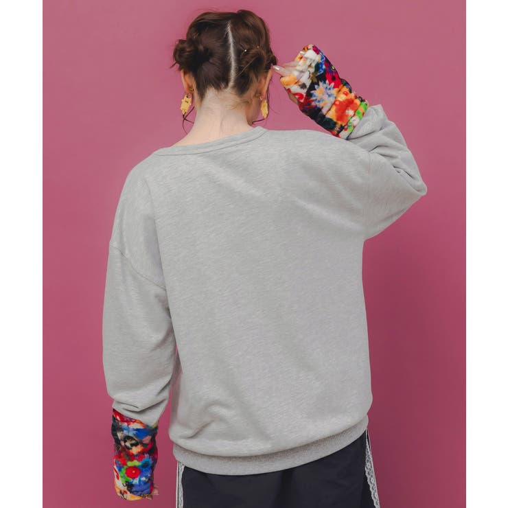 アームウォーマー付き レトロ柄裏毛プルオーバー | ScoLar | 詳細画像5 