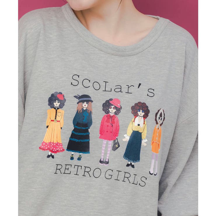 アームウォーマー付き レトロ柄裏毛プルオーバー | ScoLar | 詳細画像6 