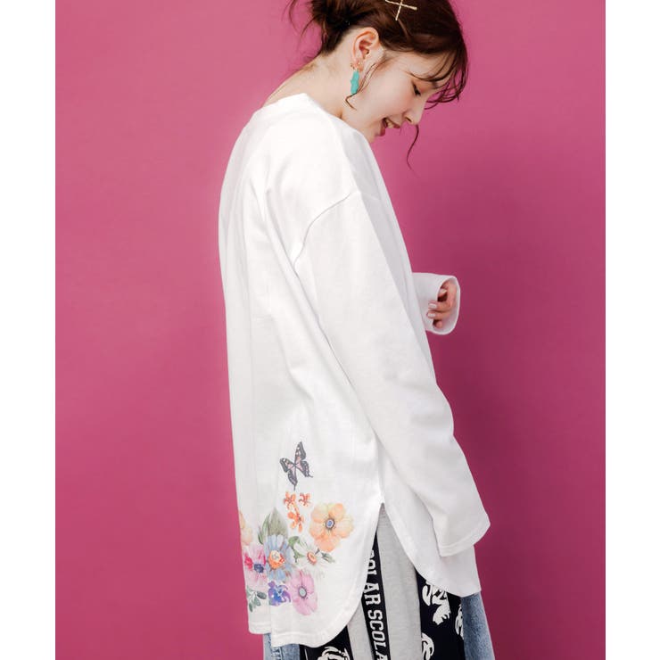 後ろ裾ウサギ＆花柄ロンT | ScoLar | 詳細画像4 