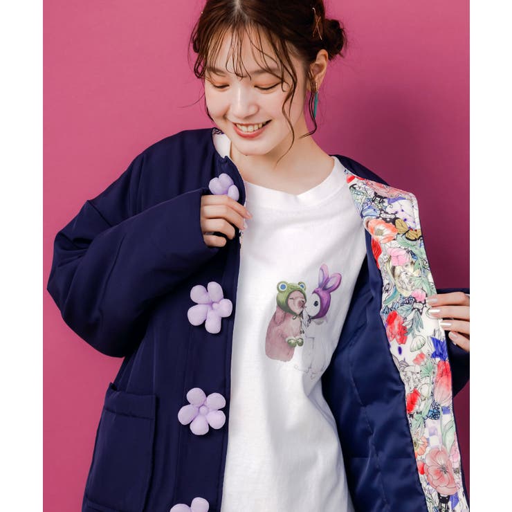 花ボタン中綿アウター | ScoLar | 詳細画像1 