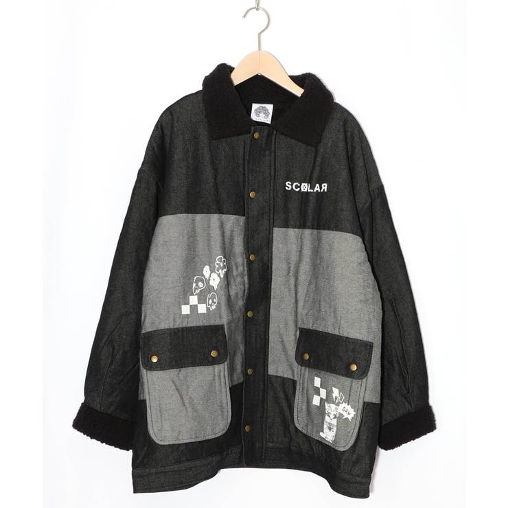 落書きモザイク柄デニム×ボアジャケット | ScoLar | 詳細画像21 
