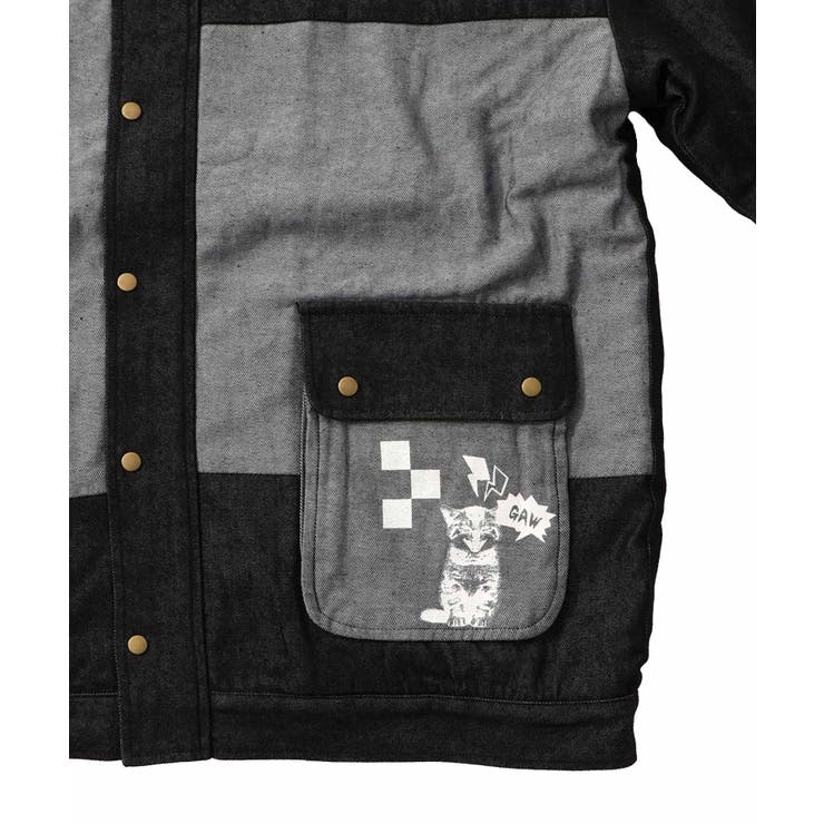 落書きモザイク柄デニム×ボアジャケット | ScoLar | 詳細画像30 