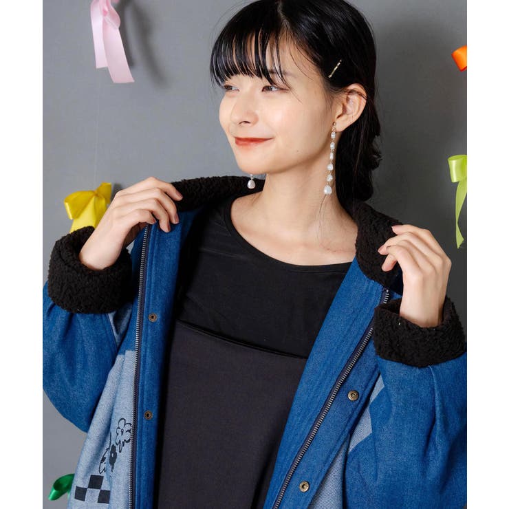 落書きモザイク柄デニム×ボアジャケット | ScoLar | 詳細画像9 