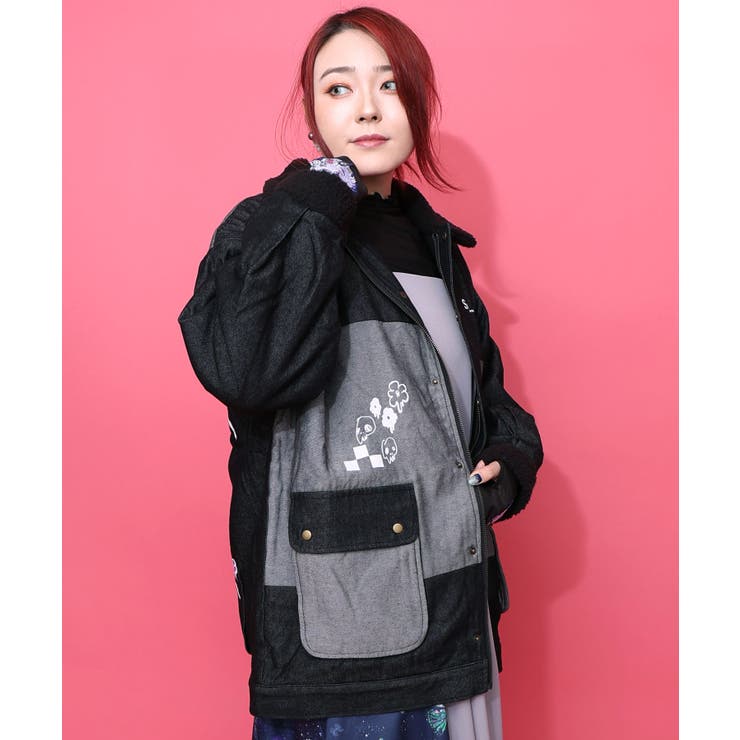 落書きモザイク柄デニム×ボアジャケット | ScoLar | 詳細画像13 