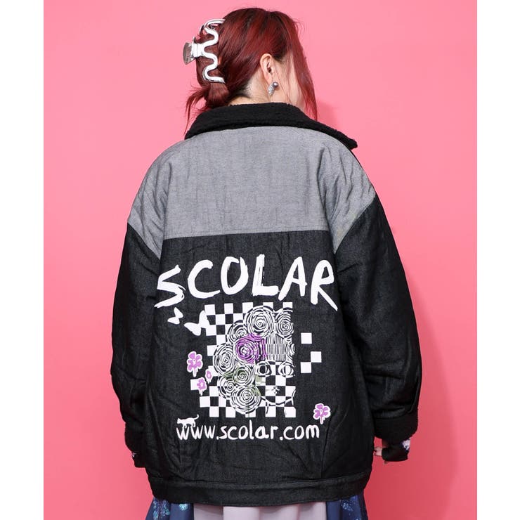 落書きモザイク柄デニム×ボアジャケット | ScoLar | 詳細画像15 