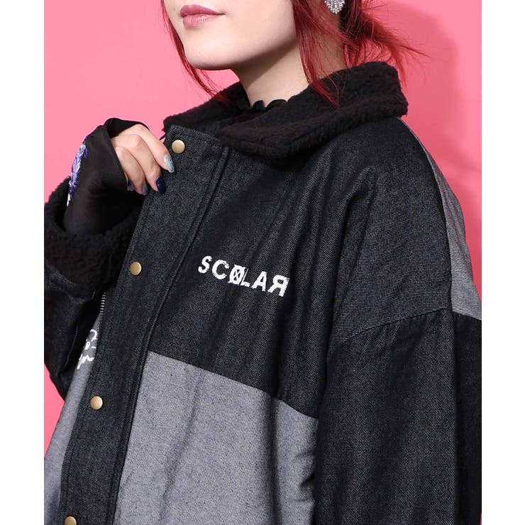 落書きモザイク柄デニム×ボアジャケット | ScoLar | 詳細画像17 