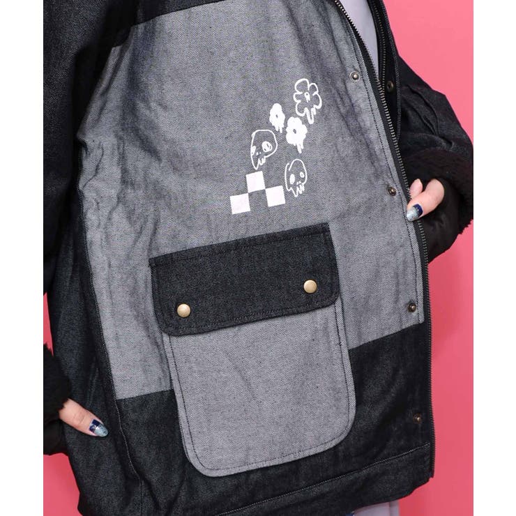 落書きモザイク柄デニム×ボアジャケット | ScoLar | 詳細画像18 