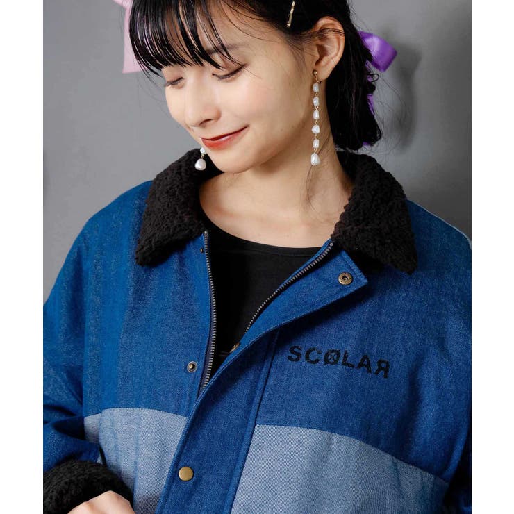 落書きモザイク柄デニム×ボアジャケット | ScoLar | 詳細画像2 