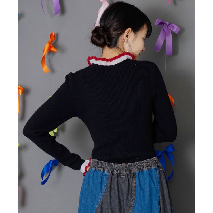 シアー×ニット 切替トップス | ScoLar | 詳細画像4 