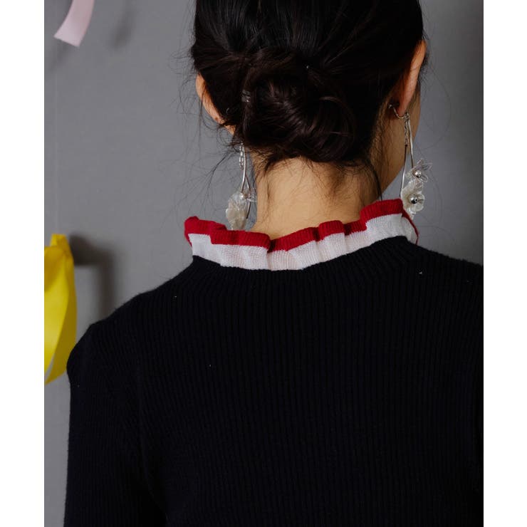 シアー×ニット 切替トップス | ScoLar | 詳細画像5 