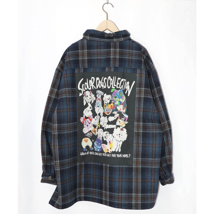 わんコレ柄ネルチェック×ボアシャツアウター | ScoLar | 詳細画像9 