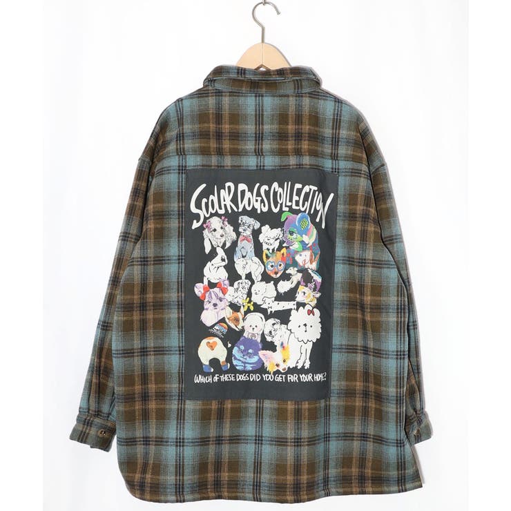 ブラウン | わんコレ柄ネルチェック×ボアシャツアウター | ScoLar