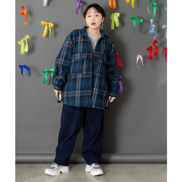 わんコレ柄ネルチェック×ボアシャツアウター | ScoLar | 詳細画像1 