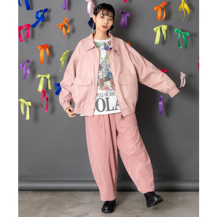 ネコ刺繍フェイクレザー×裏地ブルゾン | ScoLar | 詳細画像2 