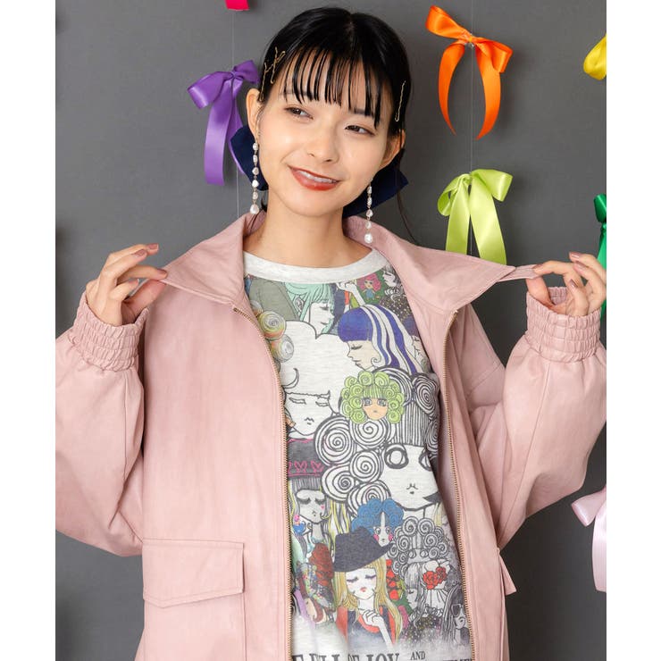 ネコ刺繍フェイクレザー×裏地ブルゾン | ScoLar | 詳細画像5 