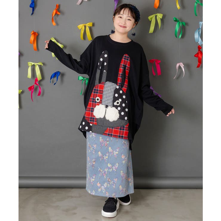 パッチワークラビルアップリケ裏毛チュニック | ScoLar | 詳細画像1 