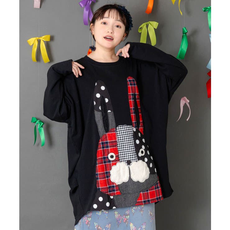 パッチワークラビルアップリケ裏毛チュニック | ScoLar | 詳細画像2 