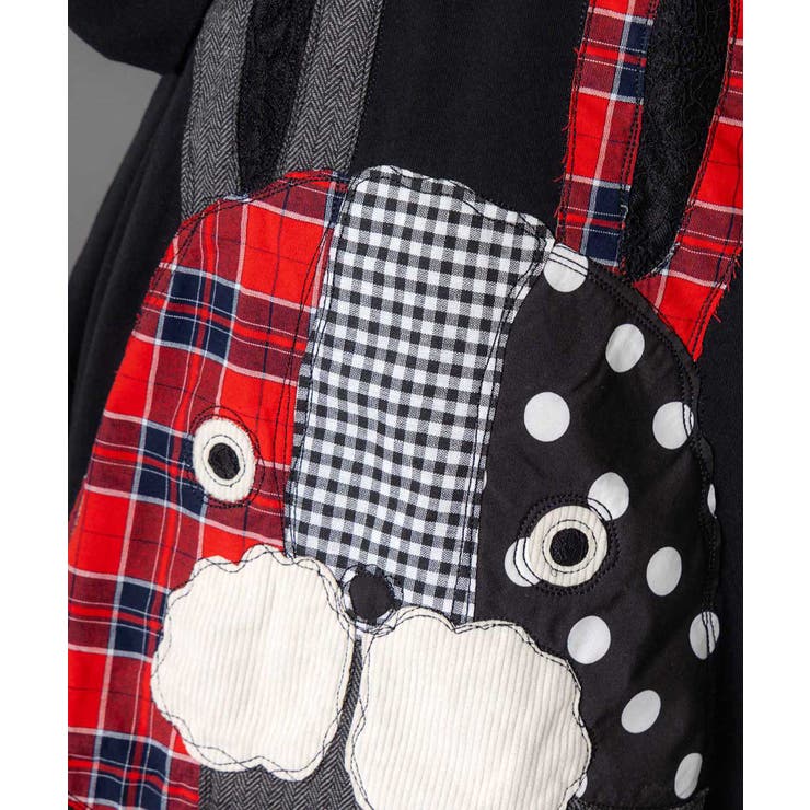 パッチワークラビルアップリケ裏毛チュニック | ScoLar | 詳細画像7 