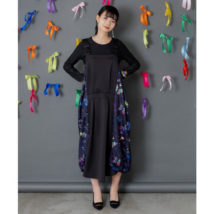 宇宙蝶柄×ジャージ生地 ジャンパースカート | ScoLar | 詳細画像1 