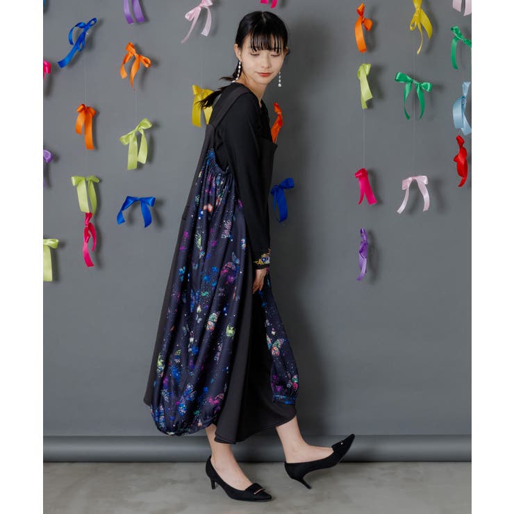 宇宙蝶柄×ジャージ生地 ジャンパースカート | ScoLar | 詳細画像3 