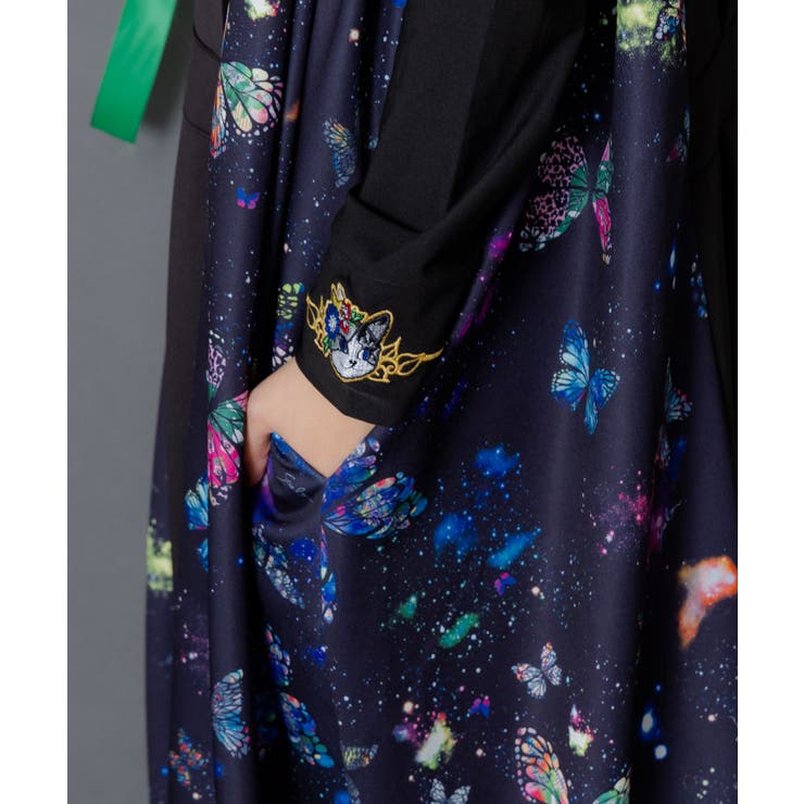 宇宙蝶柄×ジャージ生地 ジャンパースカート | ScoLar | 詳細画像4 