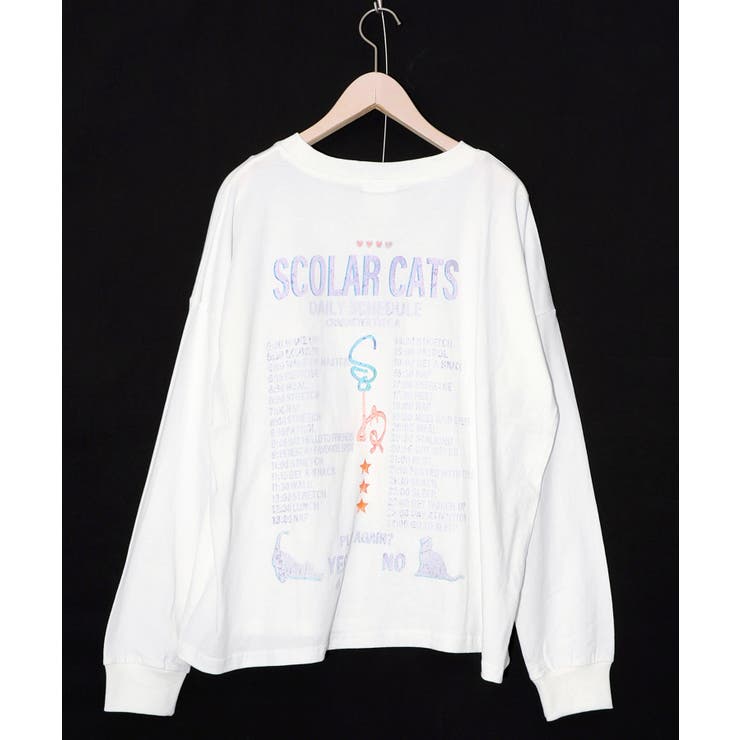 ネコちゃんのデイリールーティン柄ロンT | ScoLar | 詳細画像7 