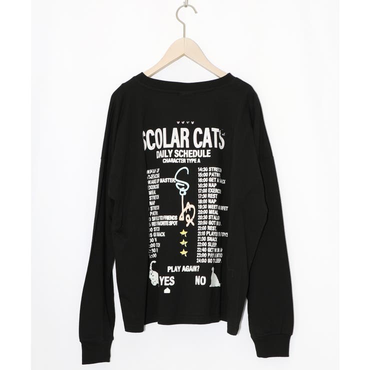 ネコちゃんのデイリールーティン柄ロンT | ScoLar | 詳細画像9 