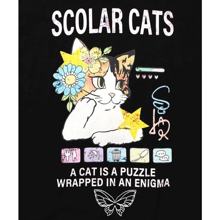 ネコちゃんのデイリールーティン柄ロンT | ScoLar | 詳細画像10 