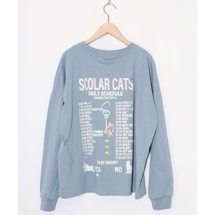 ネコちゃんのデイリールーティン柄ロンT | ScoLar | 詳細画像12 