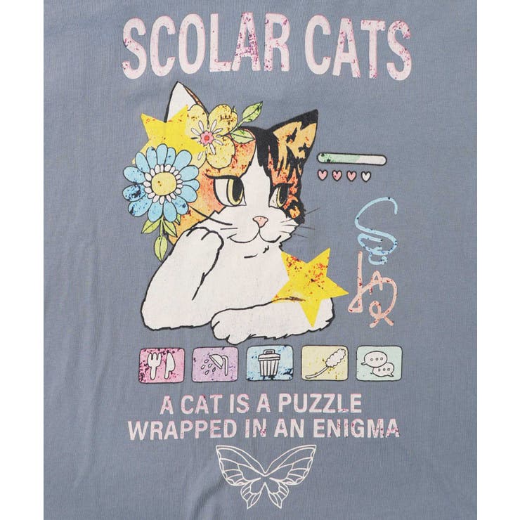 ネコちゃんのデイリールーティン柄ロンT | ScoLar | 詳細画像13 