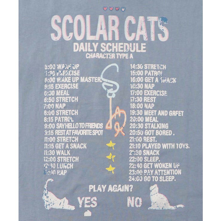 ネコちゃんのデイリールーティン柄ロンT | ScoLar | 詳細画像17 