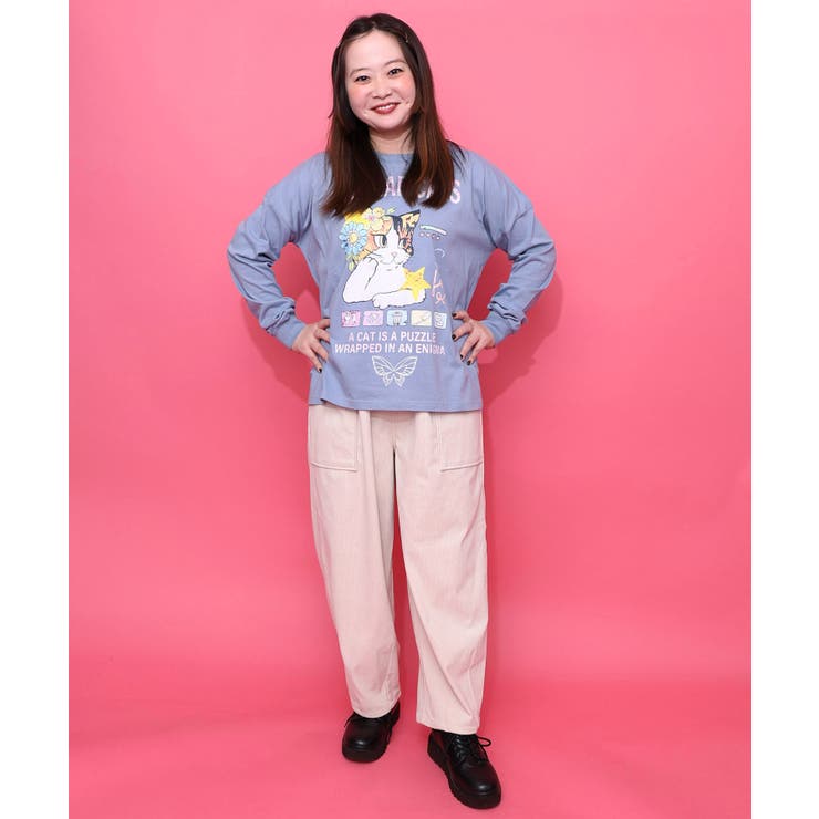 ネコちゃんのデイリールーティン柄ロンT | ScoLar | 詳細画像1 