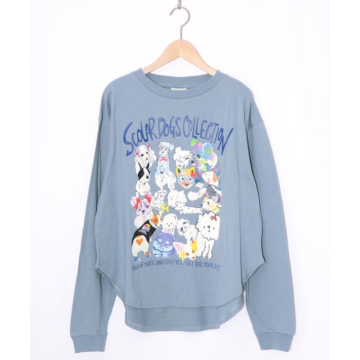 ブルー | スカラーわんちゃんコレクション柄ロンT | ScoLar