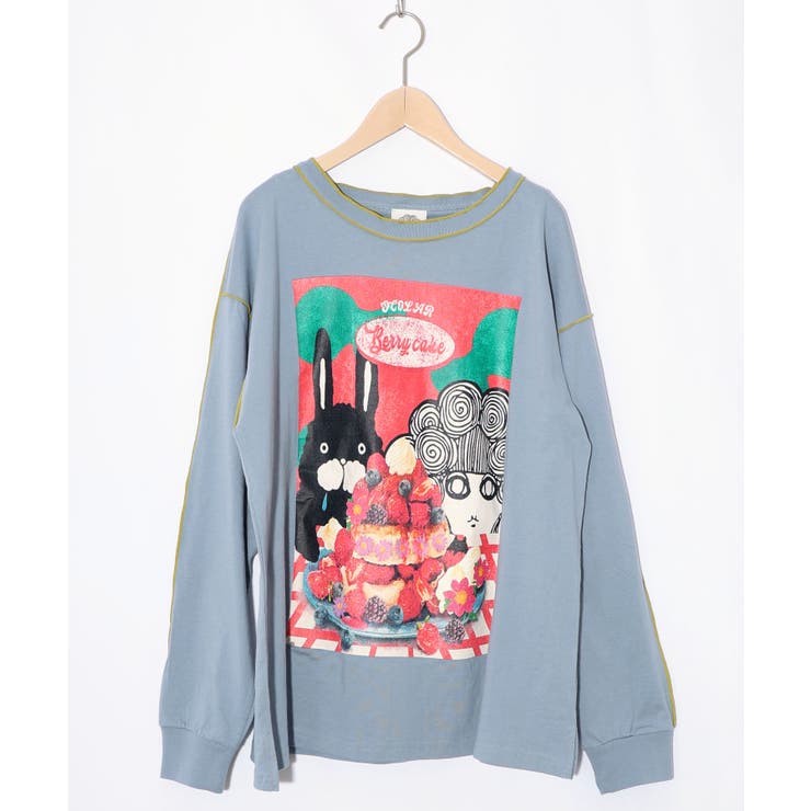 ブルー | ベリーパンケーキ柄 メロー加工プルオーバー | ScoLar