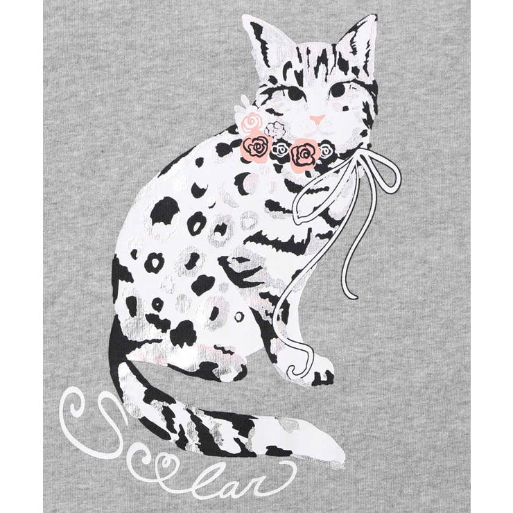 ネコ柄ミニ裏毛×起毛レース配色プルオーバー | ScoLar | 詳細画像9 