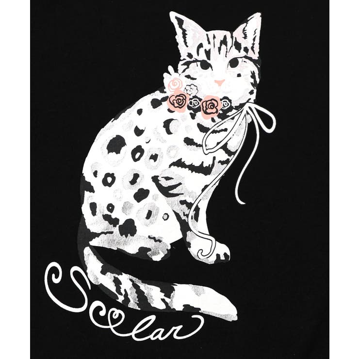 ネコ柄ミニ裏毛×起毛レース配色プルオーバー | ScoLar | 詳細画像11 