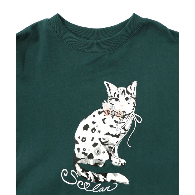 ネコ柄ミニ裏毛×起毛レース配色プルオーバー | ScoLar | 詳細画像14 