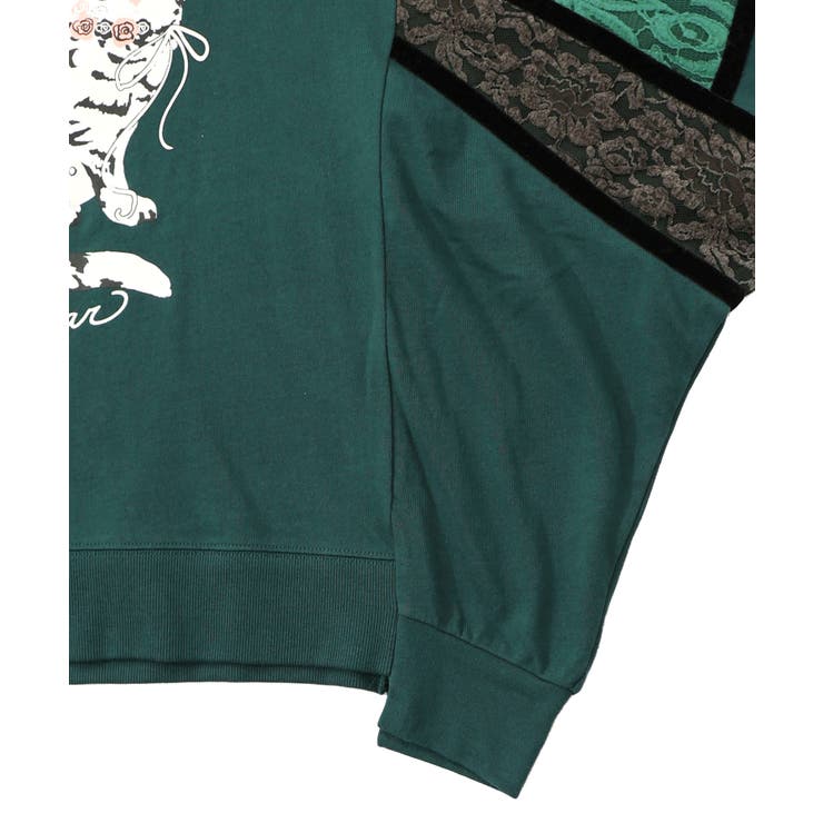 ネコ柄ミニ裏毛×起毛レース配色プルオーバー | ScoLar | 詳細画像17 