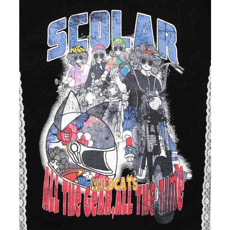 レースライン×ロック柄ミニ裏毛ワンピース | ScoLar | 詳細画像10 