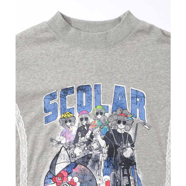 レースライン×ロック柄ミニ裏毛ワンピース | ScoLar | 詳細画像12 