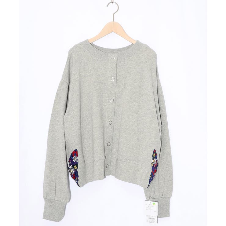 裾蝶刺繍2wayミニ裏毛カーディガン[品番：SRSW0002249]｜ScoLar