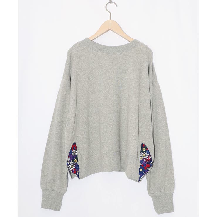 裾蝶刺繍2wayミニ裏毛カーディガン | ScoLar | 詳細画像8 