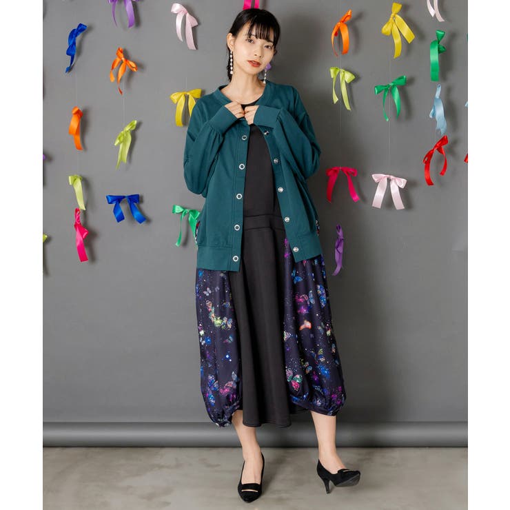 裾蝶刺繍2wayミニ裏毛カーディガン | ScoLar | 詳細画像2 