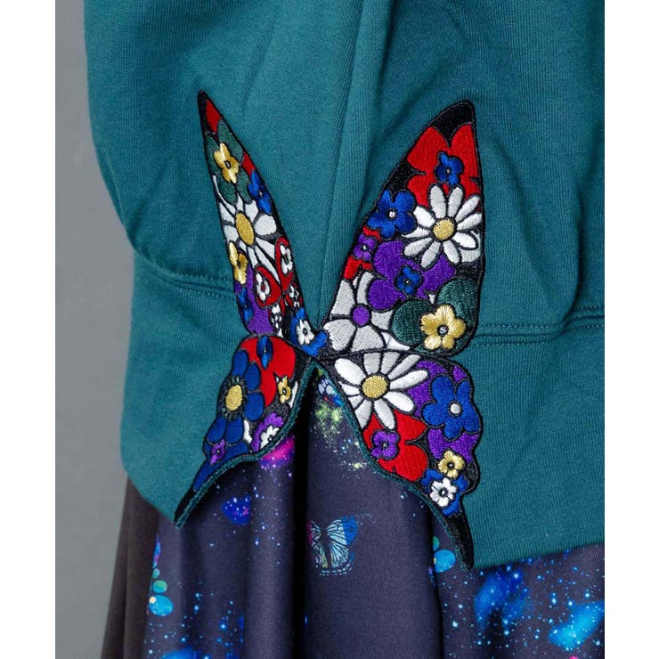 裾蝶刺繍2wayミニ裏毛カーディガン | ScoLar | 詳細画像7 