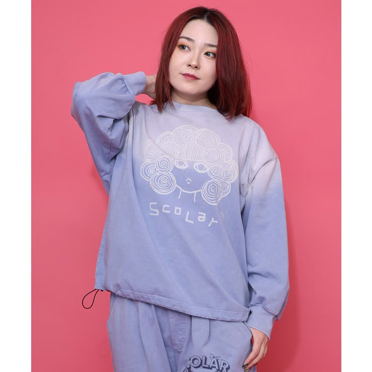 ブルー | スカラーちゃん柄ヴィンテージ風プルオーバー | ScoLar